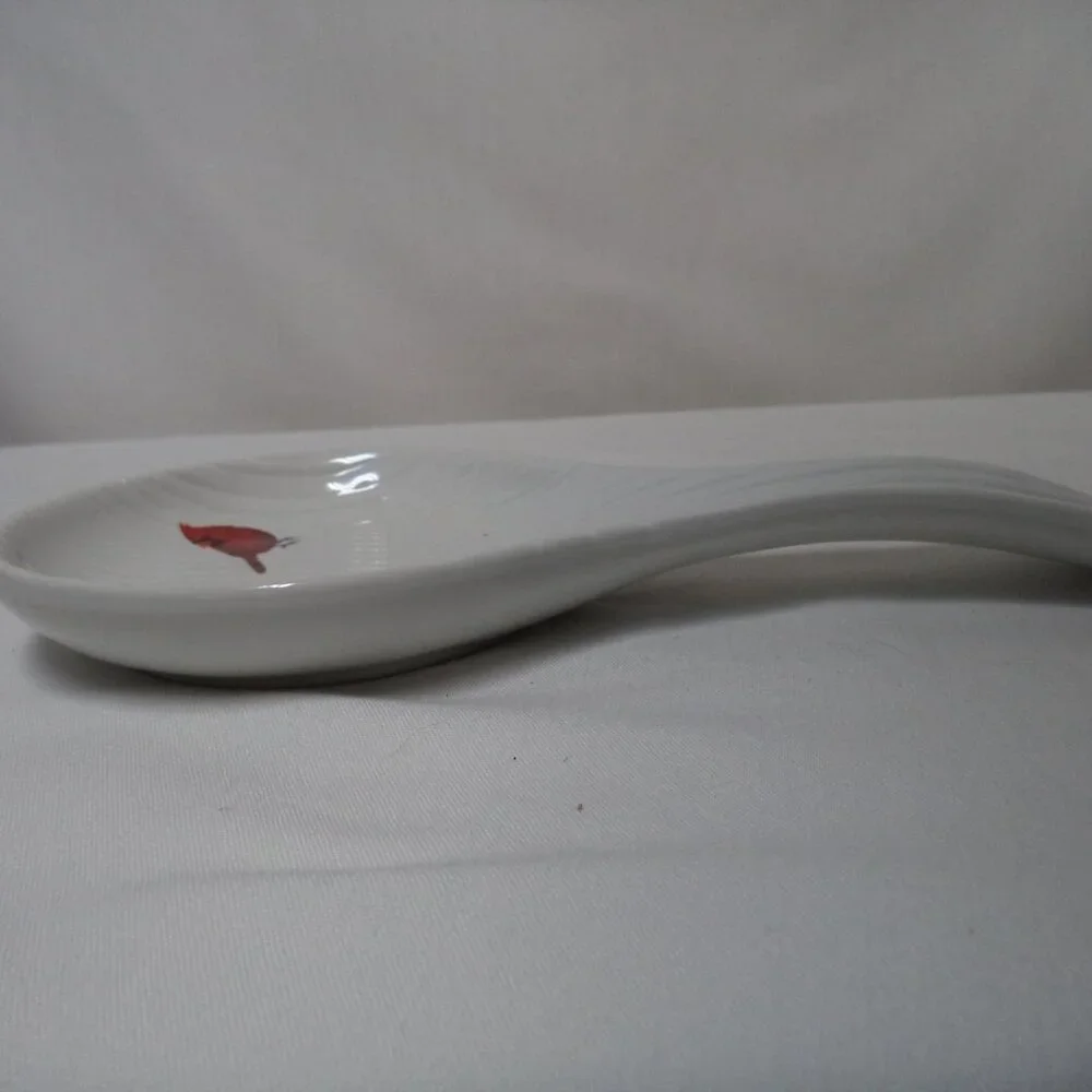 Temptations T. White Woodlands Collection Red Cardinal bird Spoon Rest Dish NEW